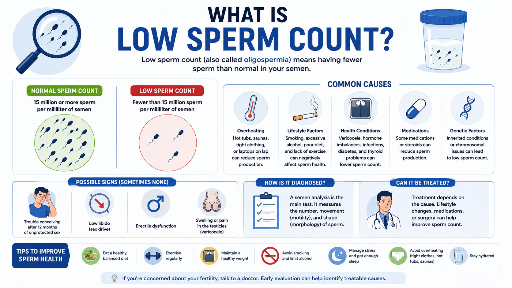 ¿Qué es un recuento bajo de espermatozoides?